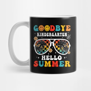 Goodbye Kindergarten Hello Summer Groovy Retro Last Day Of School Mug